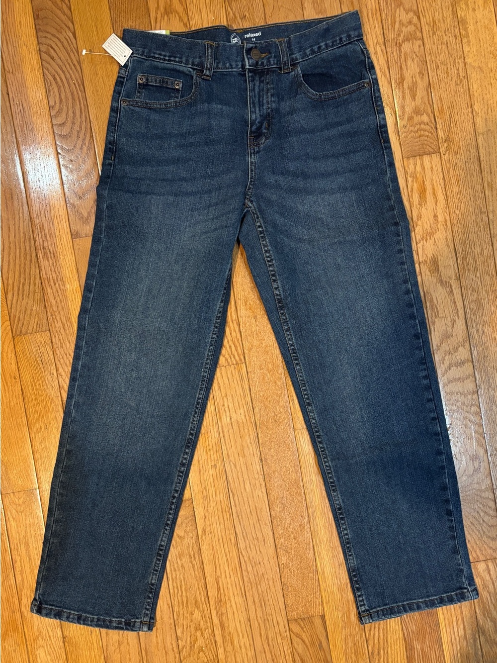 Wonder Nation Girls 14 Relaxed Fit Jeans Dark Wash Adjustable Waist NWT